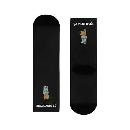 Chaussettes Crew Personnalisées en Sublimation – Design Graphique Amusant avec "Chill guy"