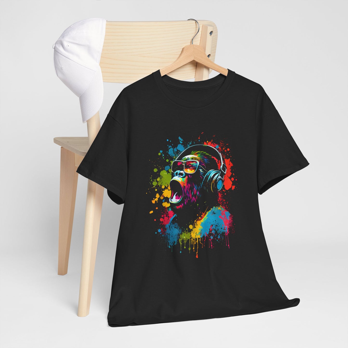 T-shirt humoristique unisexe en coton épais -Monkey hurlant