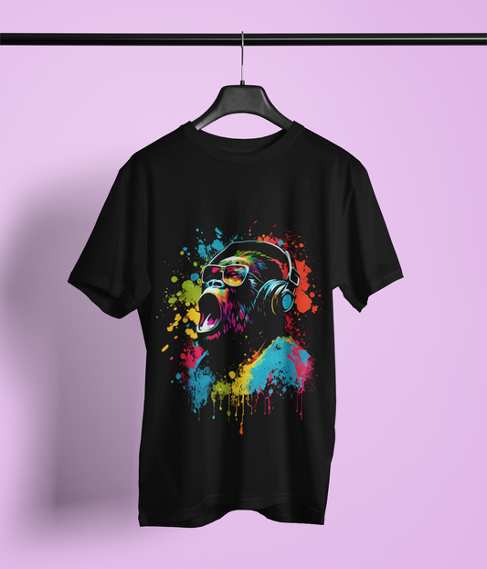 T-shirt humoristique unisexe en coton épais -Monkey hurlant