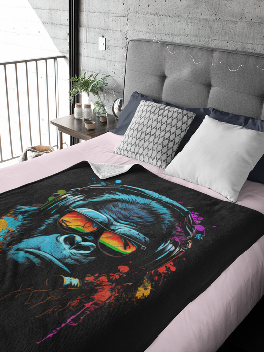 Plaid en polaire arctique Singe Monkey DJ écouteurs & lunettes de soleil Gorilla Fun P T-Shirt