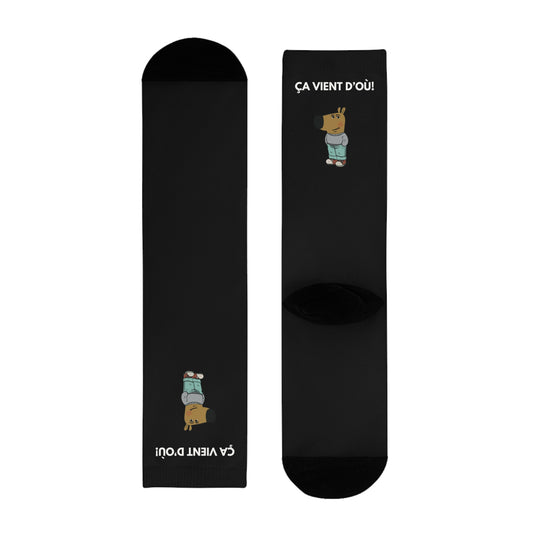 Chaussettes Crew Personnalisées en Sublimation – Design Graphique Amusant avec "Chill guy"
