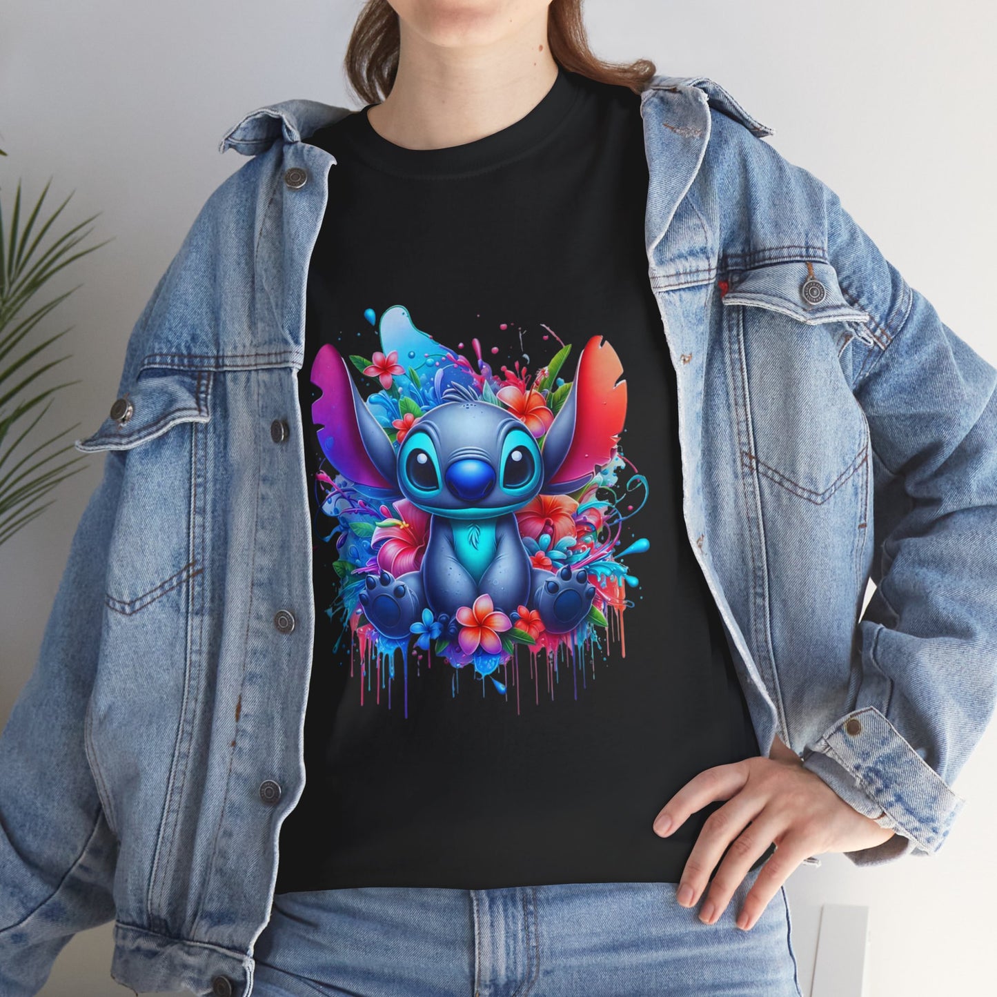 T-shirt humoristique unisexe en coton épais - Stitch