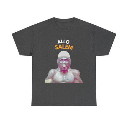 T-shirt humoristique unisexe en coton épais -Trend le singe Allo Salam