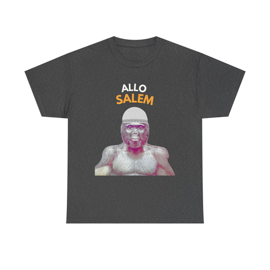 T-shirt humoristique unisexe en coton épais -Trend le singe Allo Salam